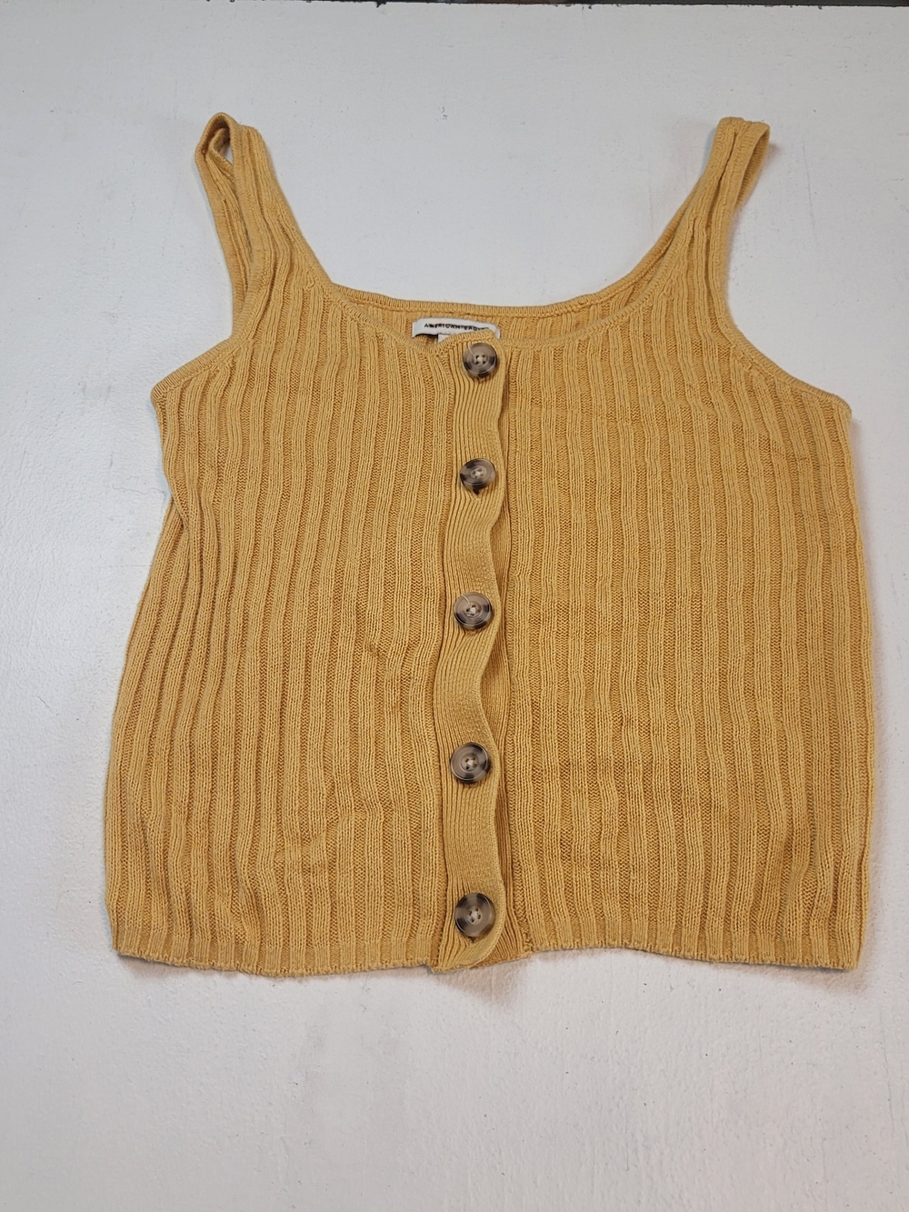 American Eagle Outfitters Mustard Ribbed Button-Front Knit Tank
